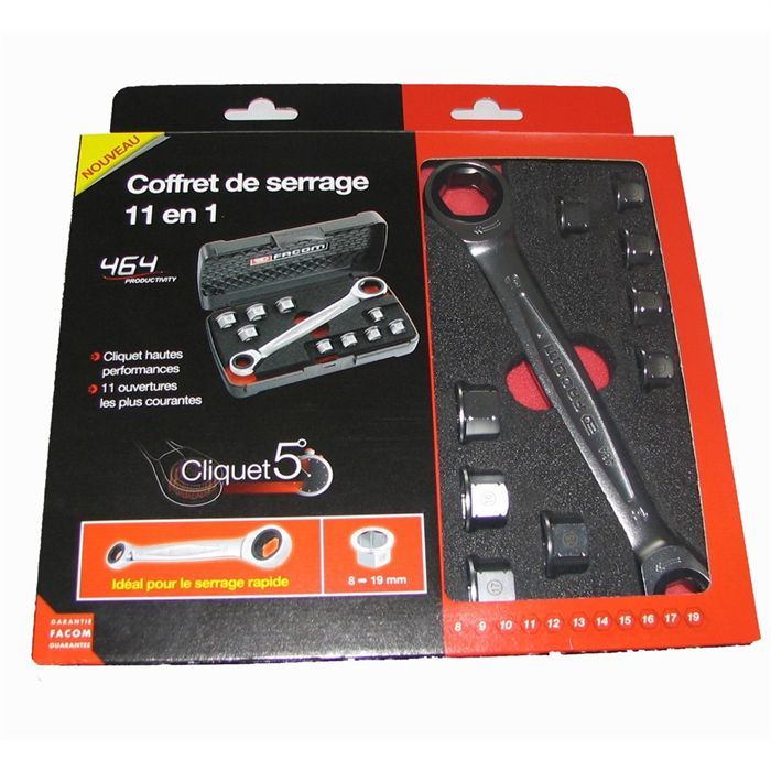 FACOM Ratchet flat wrench set + 9 rings