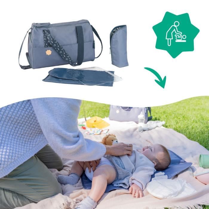 Badabulle Pocketstyle Changing Bag - Changing mat, Insulated cover, Pouch, Stroller clips included, Blue