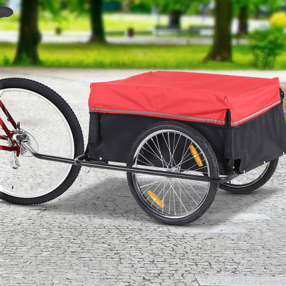 HOMCOM Fahrradanhänger Klappbar Lastenanhänger mit Kupplung,Transportwagen bis 40 kg belastbar, Transportanhänger Anhänger für Fahrrad Handwagen 140 x 88 x 60 cm
