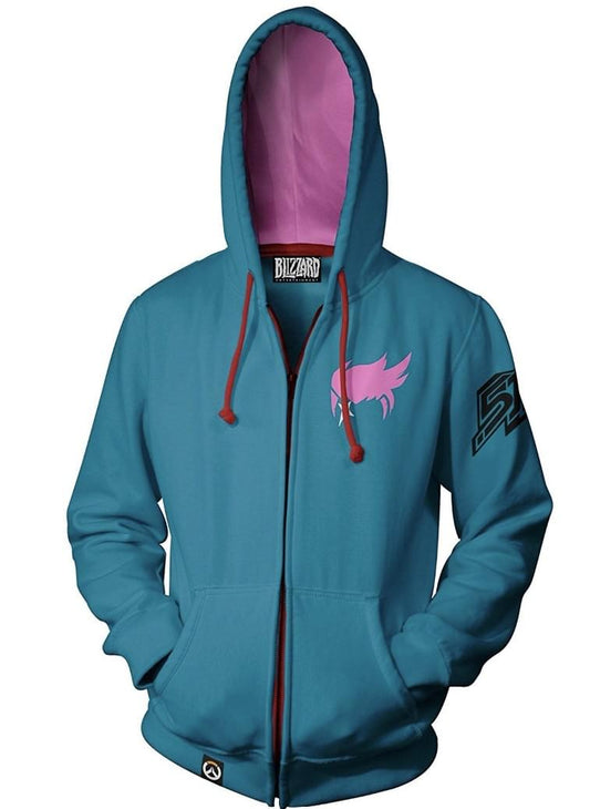 Overwatch Ultimate Zarya Blue/Red Zip-Up Hoodie | XX-Small