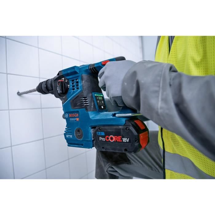 Bosch Professional GBH 18V-28CF 3.3J hammer drill with GDE 18V-16 suction device, 2 ProCore 8.0Ah batteries, charger, Llbox 0611921003