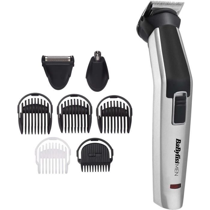 BABYLISS MT726E Multifunction 8 in 1 Cordless Titanium trimmer - 60min autonomy - 3 interchangeable accessories - Washable heads