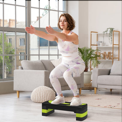 HOMCOM Aerobic-Stepper, höhenverstellbar, für Indoor und Outdoor, Belastbarkeit bis 150 kg, 80 x 31 x 10-20 cm, Grün