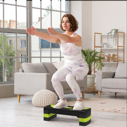 HOMCOM Aerobic-Stepper, höhenverstellbar, für Indoor und Outdoor, Belastbarkeit bis 150 kg, 80 x 31 x 10-20 cm, Grün