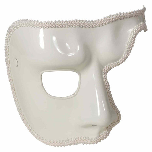 White Phantom Mardi Gras Costume Half-Mask One Size