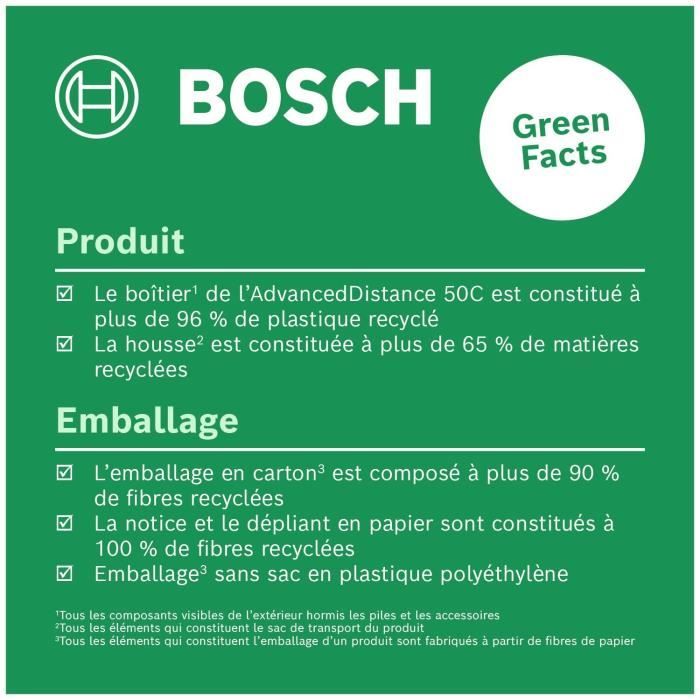 Bosch AdvancedDistance 50 C laser distance meter (precise distance measurement up to 50 meters, touchscreen, measuring functions