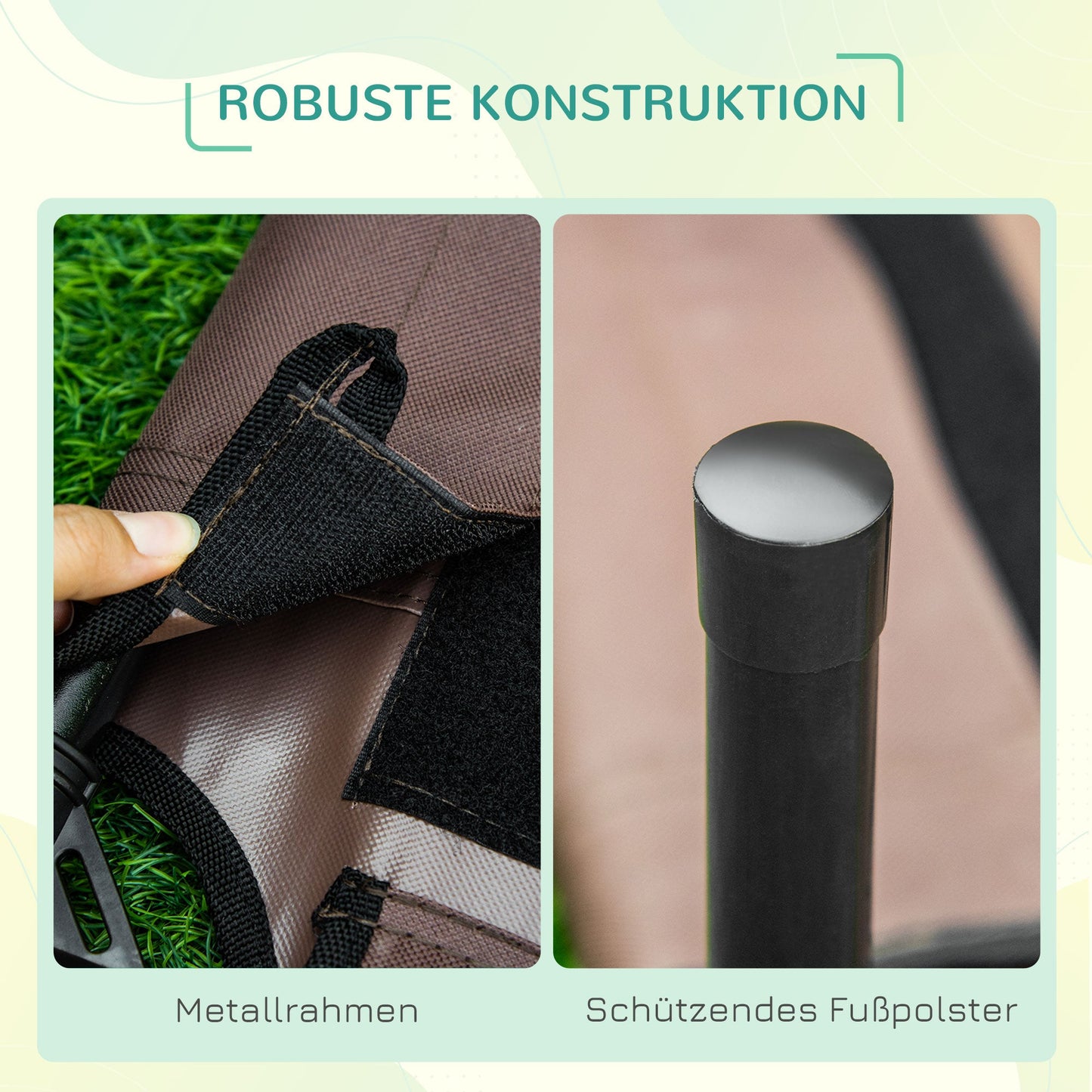 PawHut Erhöhtes Hundebett mit Baldachin, Haustierbett, Hundeliege outdoor mit Dach, Atmungsaktiv, Taftstoff für Camping Kaffee 76 x 61 x 73 cm