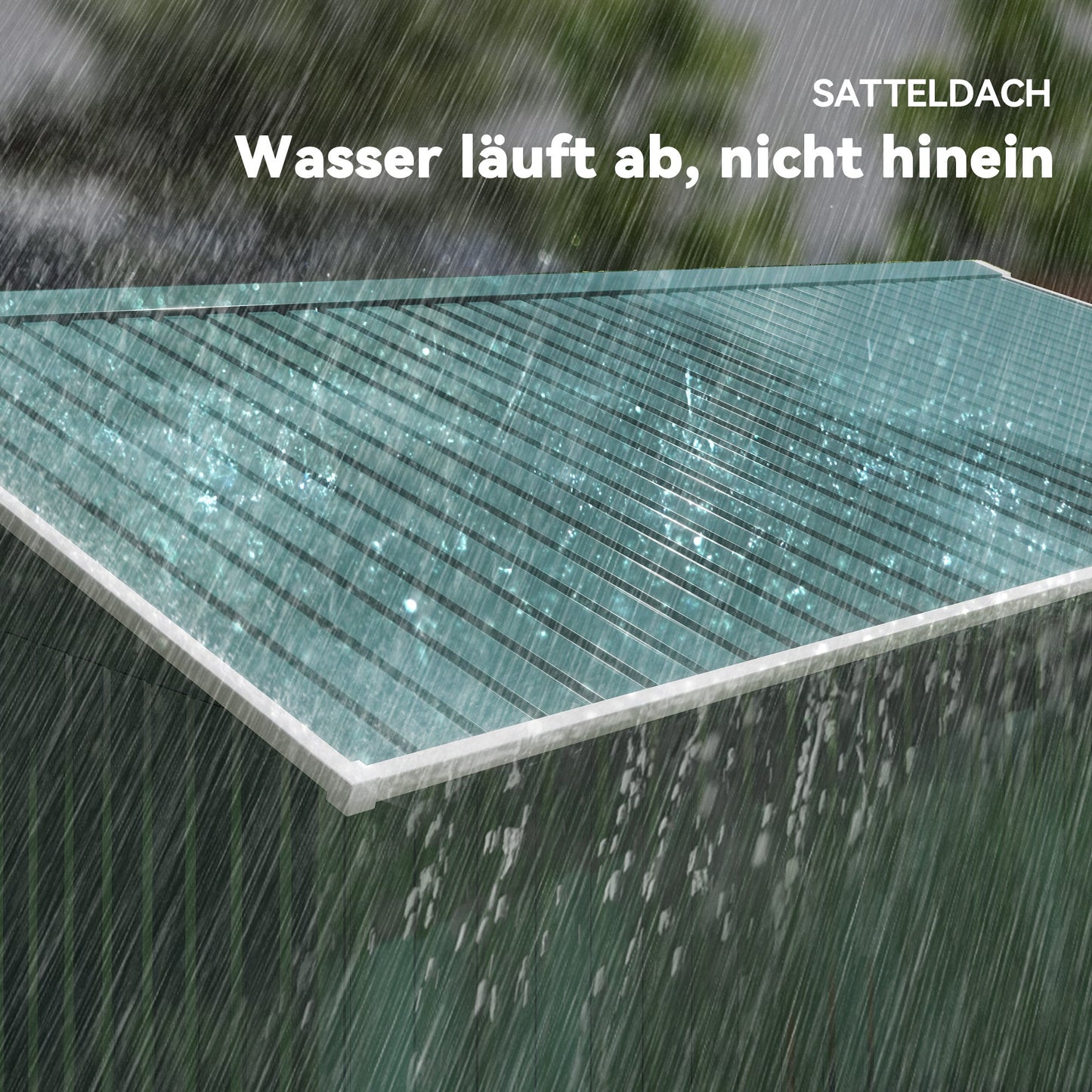 Outsunny Geräteschuppen, Wetterfestes Gartenhaus für Gartengeräte, mit Belüftungsfenstern, Schiebetüren, Stahl, Dunkelgrün