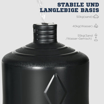 SPORTNOW Boxdummy, freistehend, höhenverstellbar, schwerer Standfuß, Kunstleder, schwarz+grau+blau, 55 x 55 x 178-207 cm