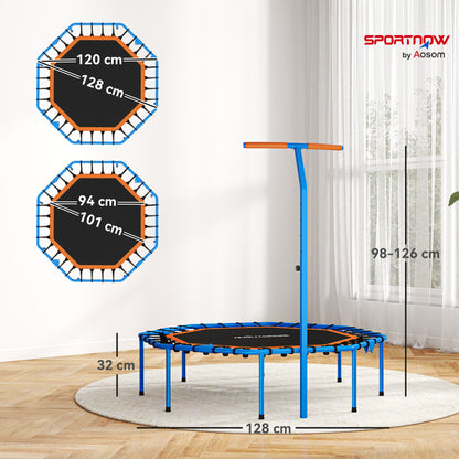 SPORTNOW Fitness-Trampolin, Trainingstrampolin mit verstellbarem Haltegriff, stabil und leise, für drinnenf, Stahl, Blau